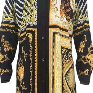 Elegant Black and Gold Long Sleeve Dress